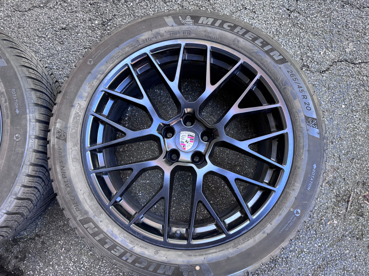 OEM Porsche Macan Gloss Black 20” Original RS Spyder Wheels / Rims & Tires