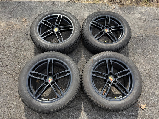 OEM Porsche Macan Satin Black 19” Turbo Wheels & Winter Tires