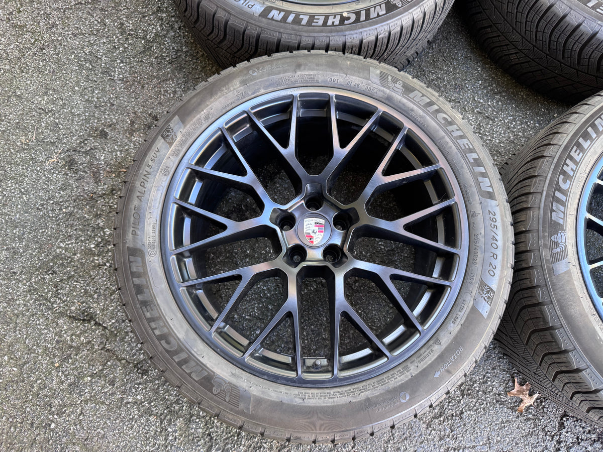 OEM Porsche Macan Gloss Black 20” Original RS Spyder Wheels / Rims & Tires