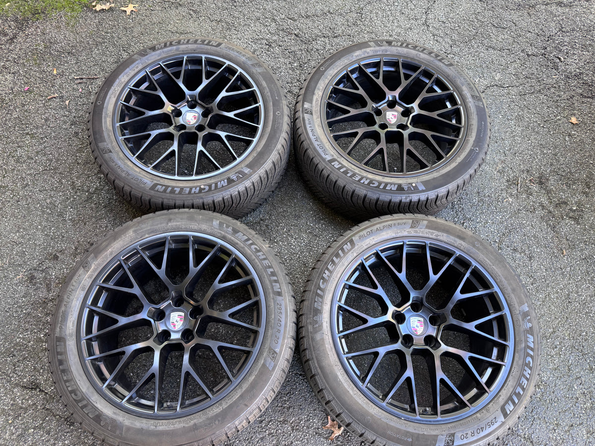 OEM Porsche Macan Gloss Black 20” Original RS Spyder Wheels / Rims & Tires