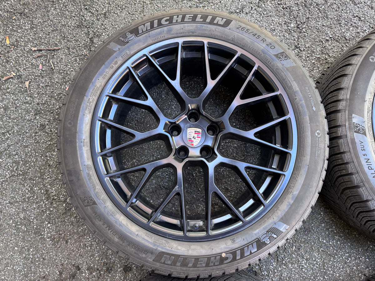 OEM Porsche Macan Gloss Black 20” Original RS Spyder Wheels / Rims & Tires