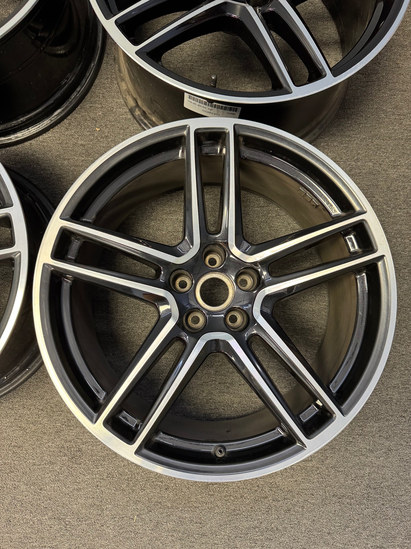OEM Porsche Macan 20” Turbo Wheels - Black/Machined, Tire Options