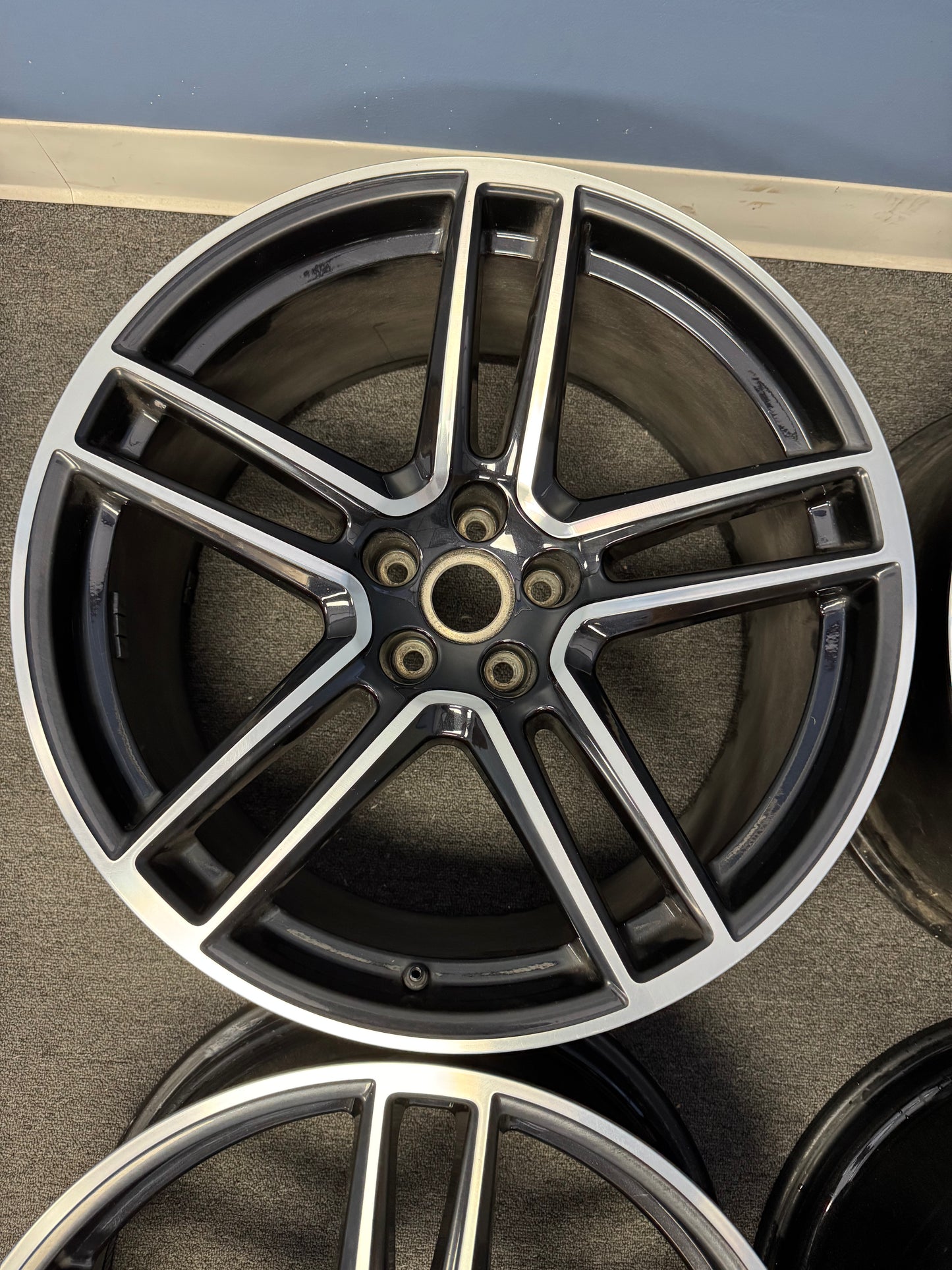 OEM Porsche Macan 20” Turbo Wheels - Black/Machined, Tire Options